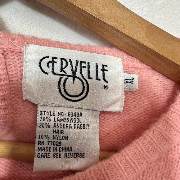 VTG Cervelle XL Multi-Wool Sweater Flowers Pearls Coquette Fairy Kei Pastel Pink - Picture 7 of 8